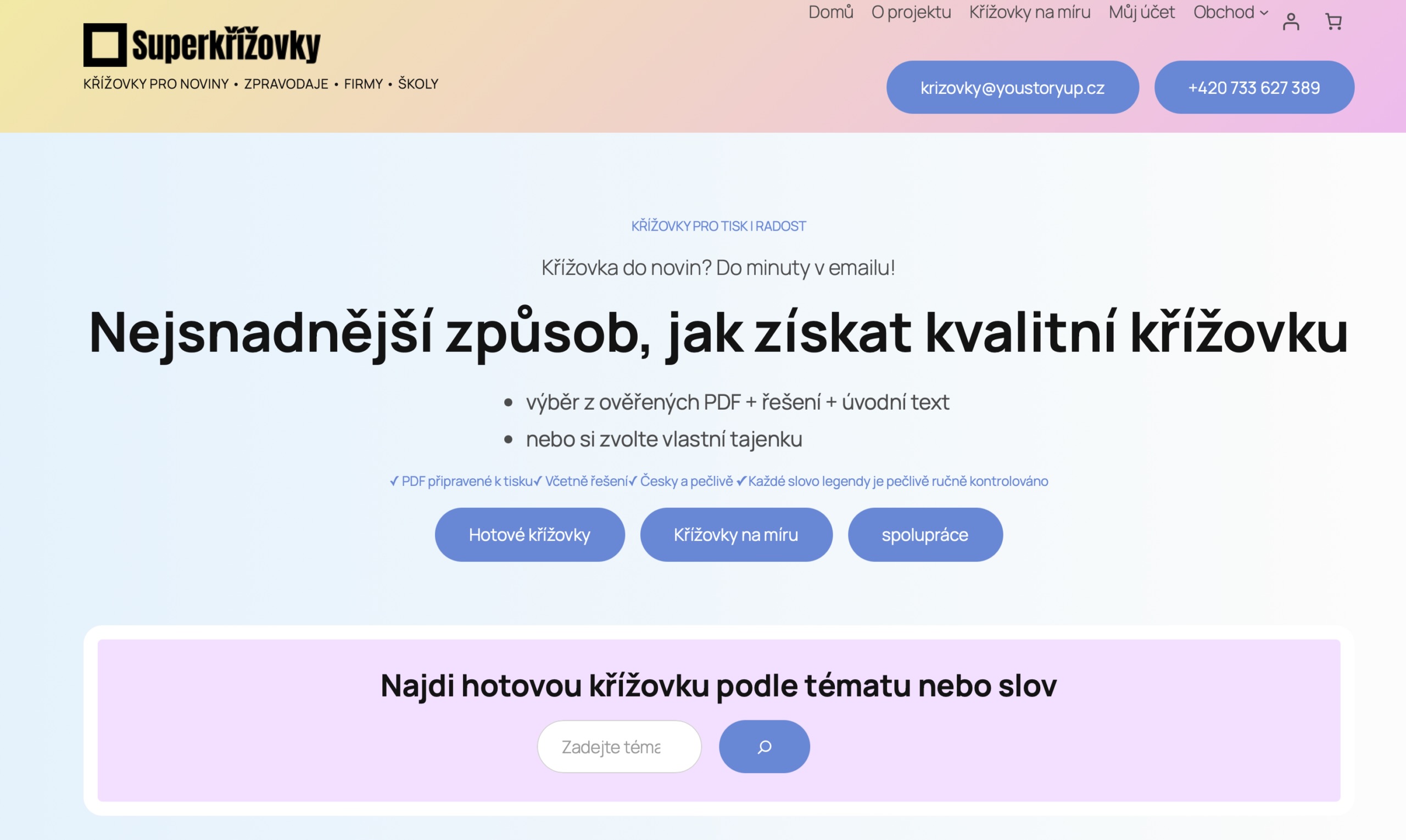 Křížovky, tajenky? Eshop je na světě